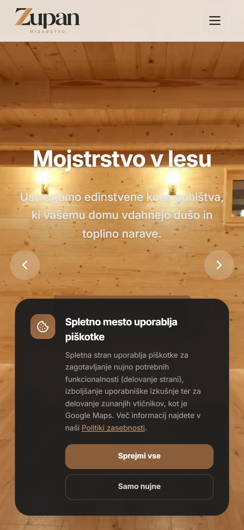 Mizarstvo Zupan Mobile Hero